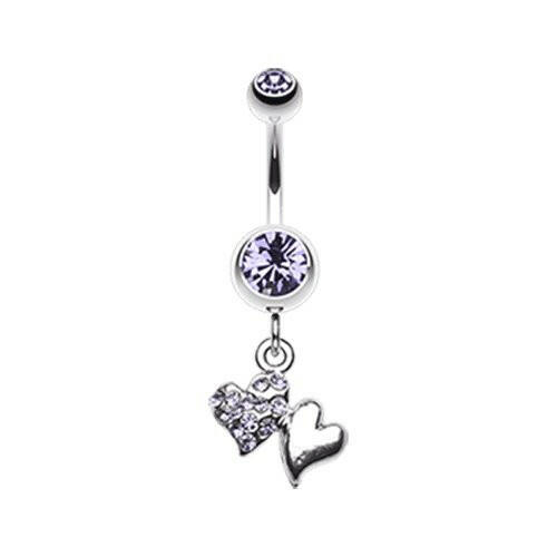 Hugging Hearts Luster Belly Button Ring Navel Ring Impulse Piercings Tanzanite