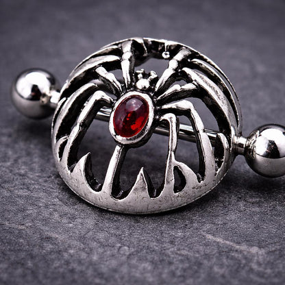 Stainless Steel Gothic Spider Dome Shape Nipple Shield - Skin Metals