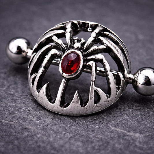 Stainless Steel Gothic Spider Dome Shape Nipple Shield - Skin Metals