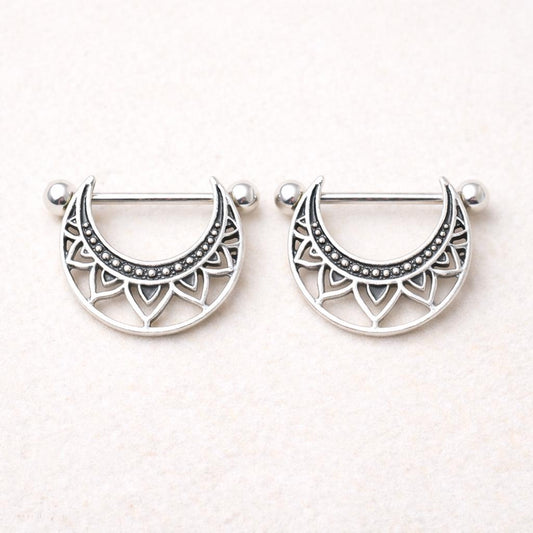 Stainless Steel Tribal Nipple Shield Nipple Ring Skin Metals