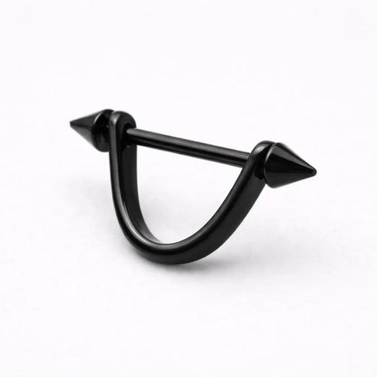 Black PVD Plated Spiked U-Shaped Nipple Shield - Skin Metals