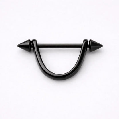 Black PVD Plated Spiked U-Shaped Nipple Shield - Skin Metals