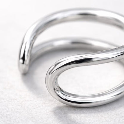 Stainless Steel Double Ring Fake Cartilage Ear Cuff - Skin Metals