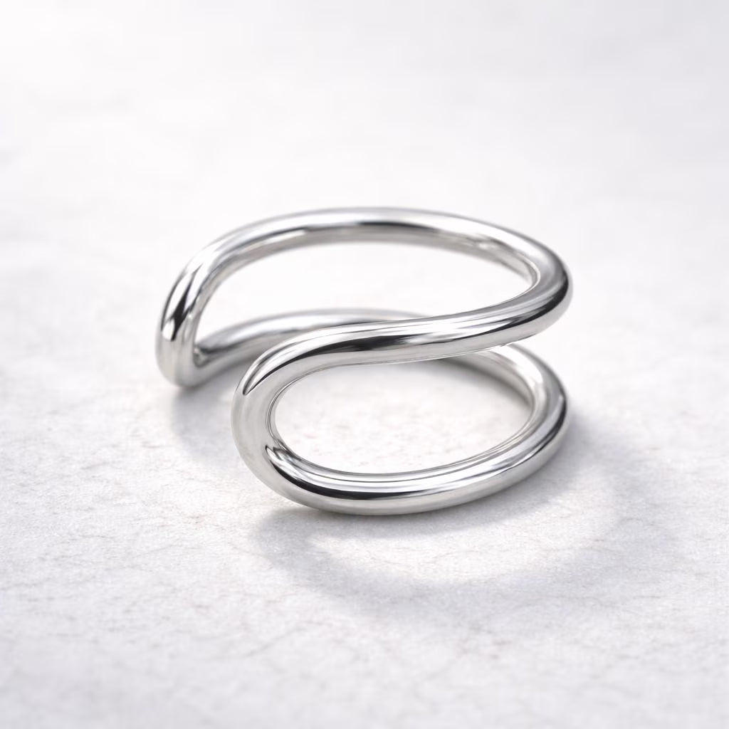 Stainless Steel Double Ring Fake Cartilage Ear Cuff - Skin Metals