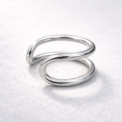 Stainless Steel Double Ring Fake Cartilage Ear Cuff - Skin Metals