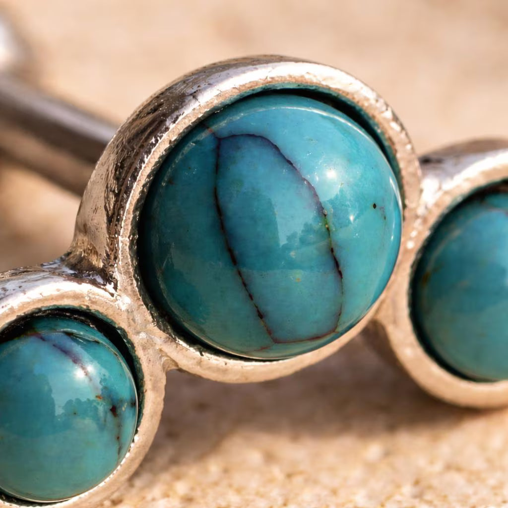 Stainless Steel Triple Turquoise Cartilage Earring Cartilage Earring Skin Metals