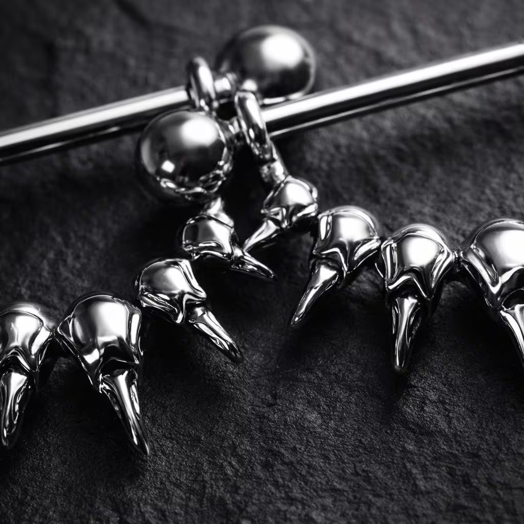 Stainless Steel Raven Skull Nipple Ring Nipple Ring Skin Metals