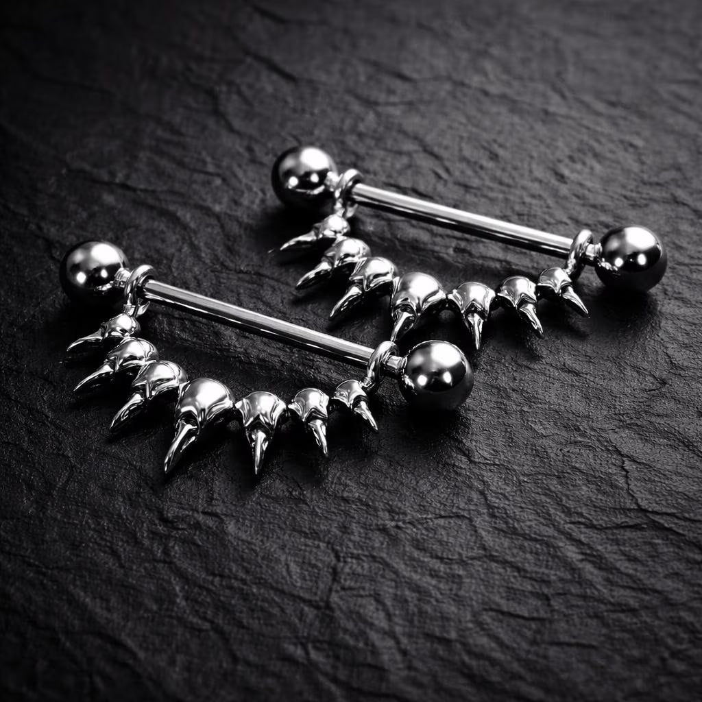 Stainless Steel Raven Skull Nipple Ring Nipple Ring Skin Metals