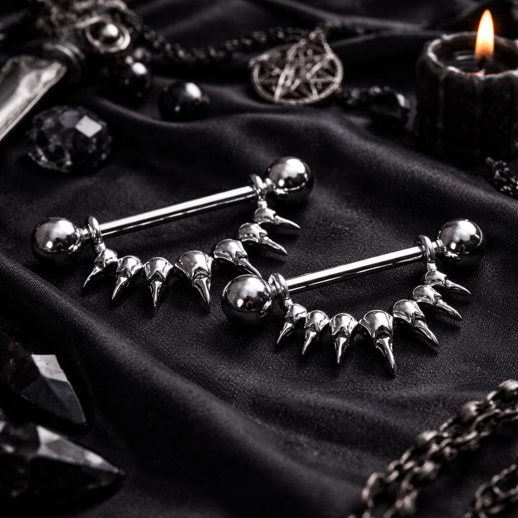 Stainless Steel Raven Skull Nipple Ring Nipple Ring Skin Metals