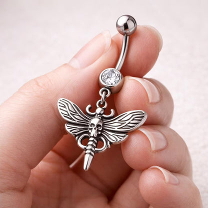 Stainless Steel Gothic Butterfly Dangle Navel Ring Navel Ring Skin Metals