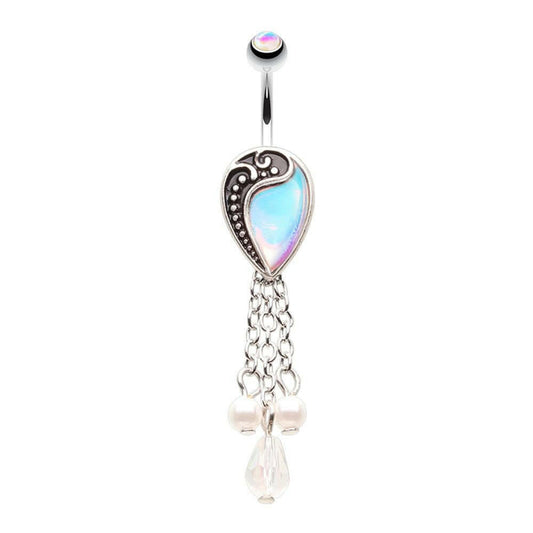 Illuminating Art Deco Teardrop Belly Button Ring Navel Ring Impulse Piercings