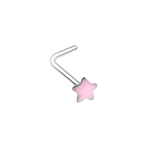 Illuminating Glow in the Dark Star L-Shape Nose Ring Nose Ring Impulse Piercings 20 GA (0.8mm) Pink