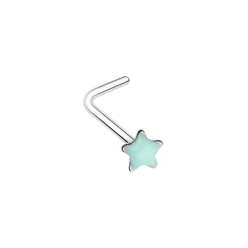 Illuminating Glow in the Dark Star L-Shape Nose Ring Nose Ring Impulse Piercings 20 GA (0.8mm) Green