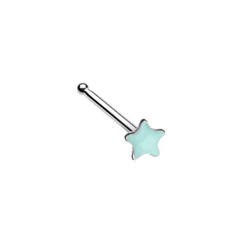 Illuminating Glow in the Dark Star Nose Stud Ring Nose Ring Impulse Piercings 20 GA (0.8mm) Green