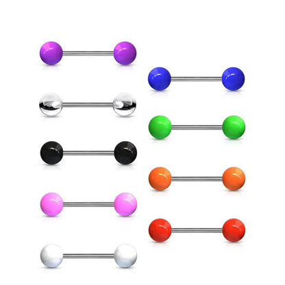 Implant Grade Titanium Externally Threaded Barbell With Solid Color Acrylic Balls Barbell Skin Metals