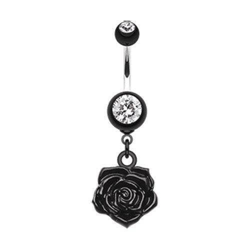 Immortal Rose Belly Button Ring Navel Ring Impulse Piercings Black