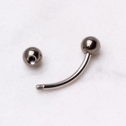 Implant Grade Titanium Curved Barbell Eyebrow Ring with Balls