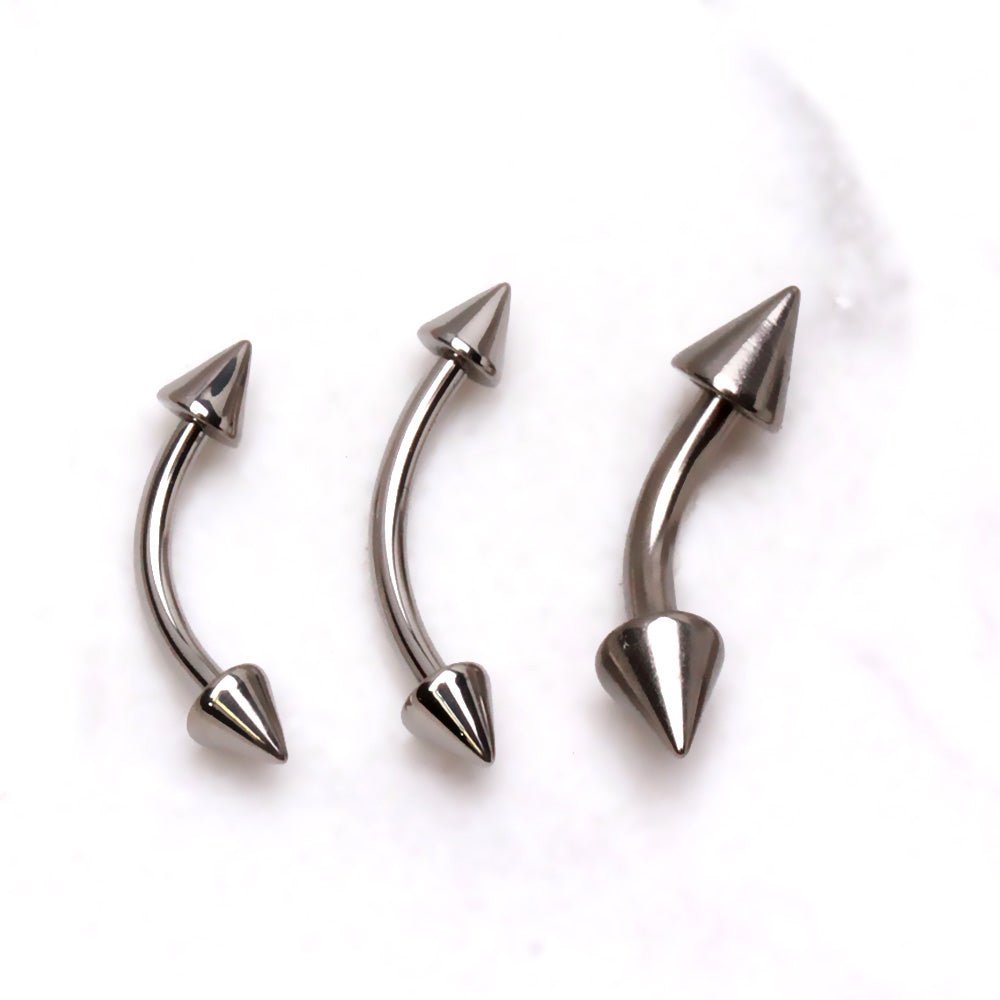 Implant Grade Titanium Curved Barbell Eyebrow Ring with Spikes