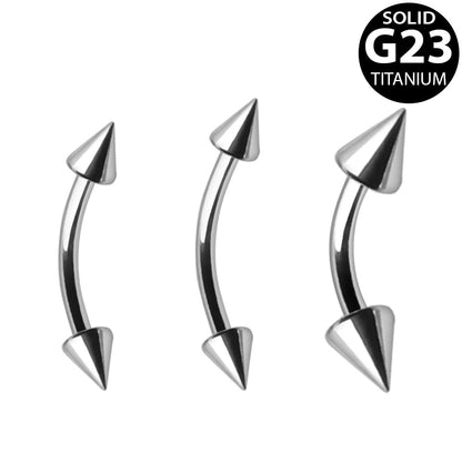 Implant Grade Titanium Curved Barbell Eyebrow Ring with Spikes