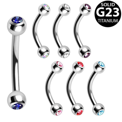 Implant Grade Titanium Eyebrow Ring with CZ Gem Balls
