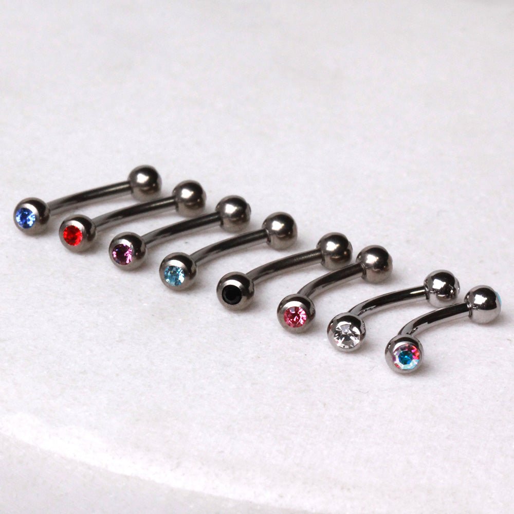 Implant Grade Titanium Eyebrow Ring with CZ Gem Balls