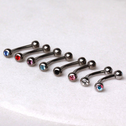 Implant Grade Titanium Eyebrow Ring with CZ Gem Balls