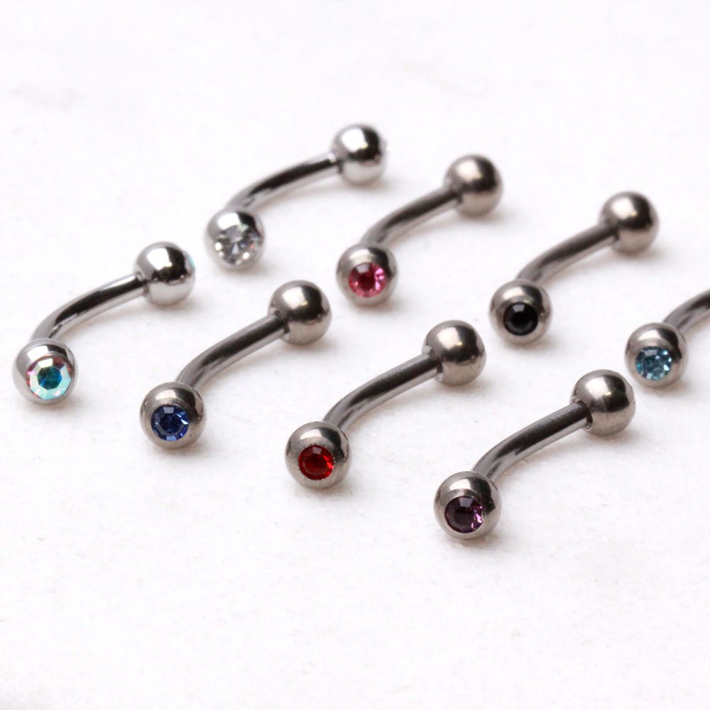 Implant Grade Titanium Eyebrow Ring with CZ Gem Balls