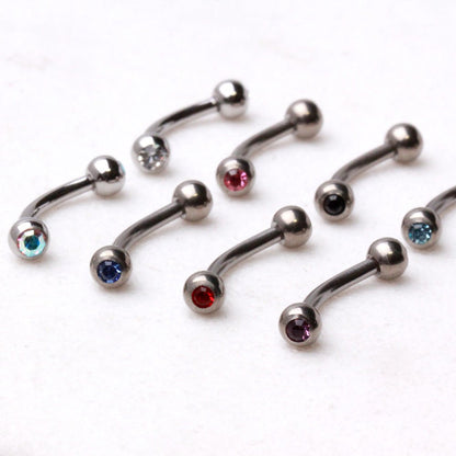 Implant Grade Titanium Eyebrow Ring with CZ Gem Balls