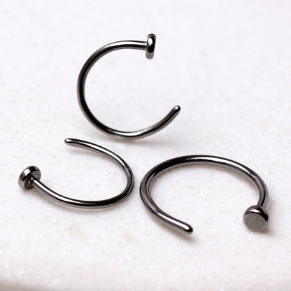 Implant Grade Titanium Flattened Nose Hoop Ring - Skin Metals