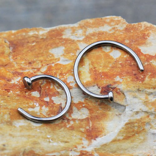 Implant Grade Titanium Flattened Nose Hoop Ring - Skin Metals