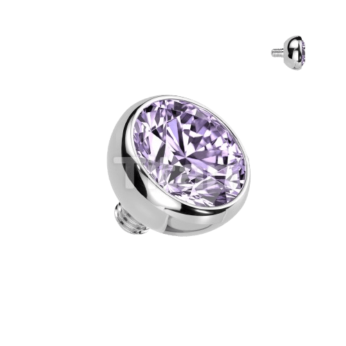 Implant Grade Titanium Internally Threaded Bezel Set Gem Ball Top
