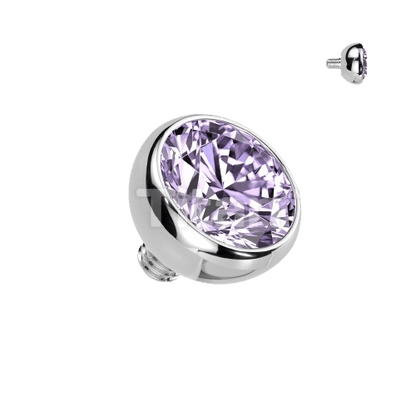 Implant Grade Titanium Internally Threaded Bezel Set Gem Ball Top
