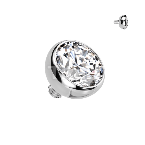 Implant Grade Titanium Internally Threaded Bezel Set Gem Ball Top