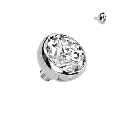 Implant Grade Titanium Internally Threaded Bezel Set Gem Ball Top