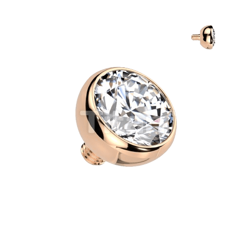 Implant Grade Titanium Internally Threaded Bezel Set Gem Ball Top