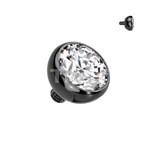Implant Grade Titanium Internally Threaded Bezel Set Gem Ball Top