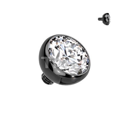 Implant Grade Titanium Internally Threaded Bezel Set Gem Ball Top