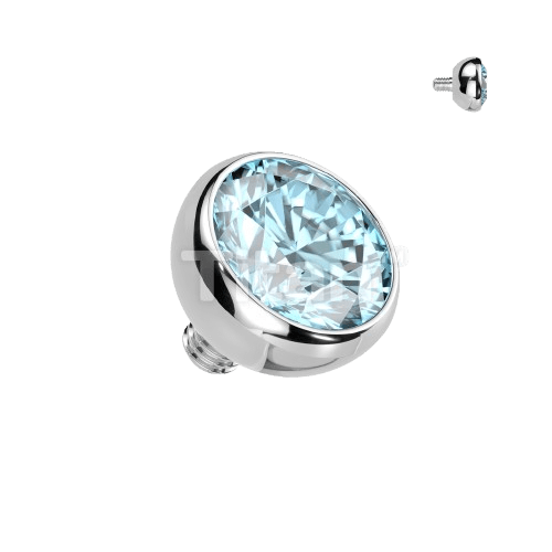 Implant Grade Titanium Internally Threaded Bezel Set Gem Ball Top