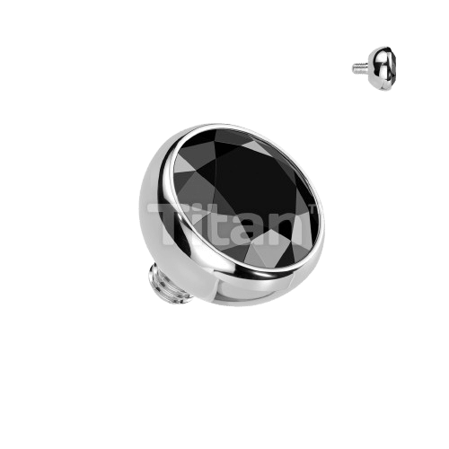 Implant Grade Titanium Internally Threaded Bezel Set Gem Ball Top