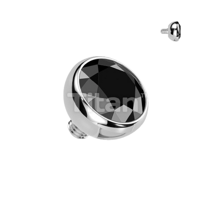 Implant Grade Titanium Internally Threaded Bezel Set Gem Ball Top