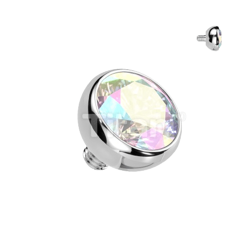 Implant Grade Titanium Internally Threaded Bezel Set Gem Ball Top
