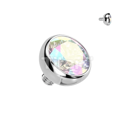 Implant Grade Titanium Internally Threaded Bezel Set Gem Ball Top