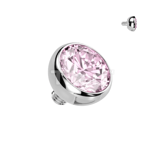 Implant Grade Titanium Internally Threaded Bezel Set Gem Ball Top