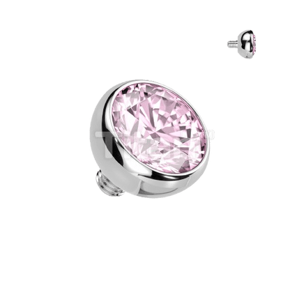Implant Grade Titanium Internally Threaded Bezel Set Gem Ball Top
