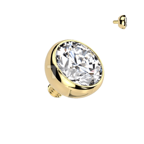 Implant Grade Titanium Internally Threaded Bezel Set Gem Ball Top
