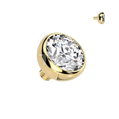 Implant Grade Titanium Internally Threaded Bezel Set Gem Ball Top