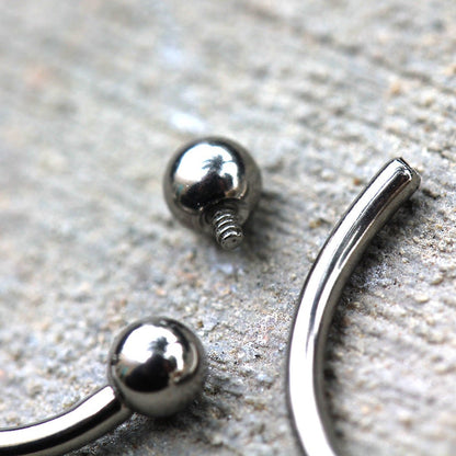 Implant Grade Titanium Internally Threaded Curved Barbell Eyebrow Ring - Skin Metals