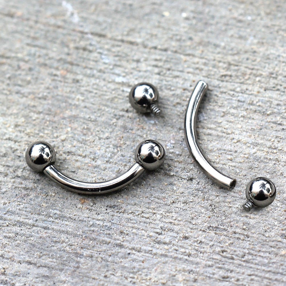 Implant Grade Titanium Internally Threaded Curved Barbell Eyebrow Ring - Skin Metals
