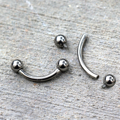 Implant Grade Titanium Internally Threaded Curved Barbell Eyebrow Ring - Skin Metals