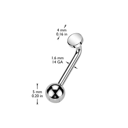 Implant Grade Titanium Internally Threaded L Bent Christina Piercing With Ball Top